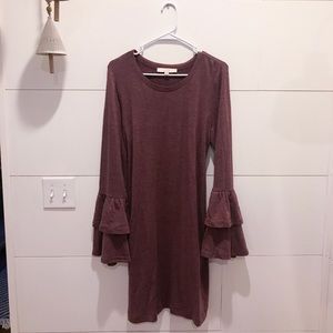 LOFT Bell Sleeve Purple Dress